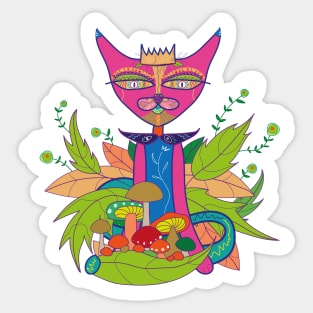 Sacred Oriental Cat Black Sticker